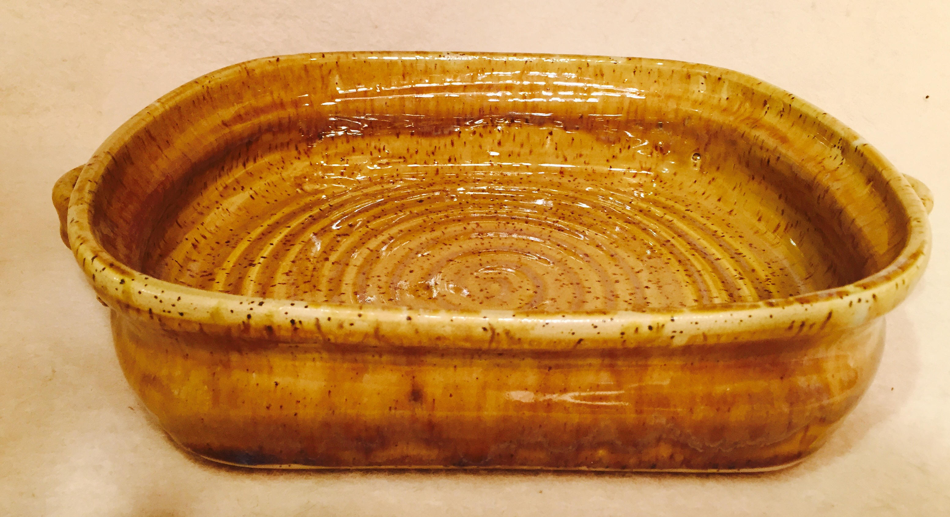 Baking Dish, Rect, Brown with white