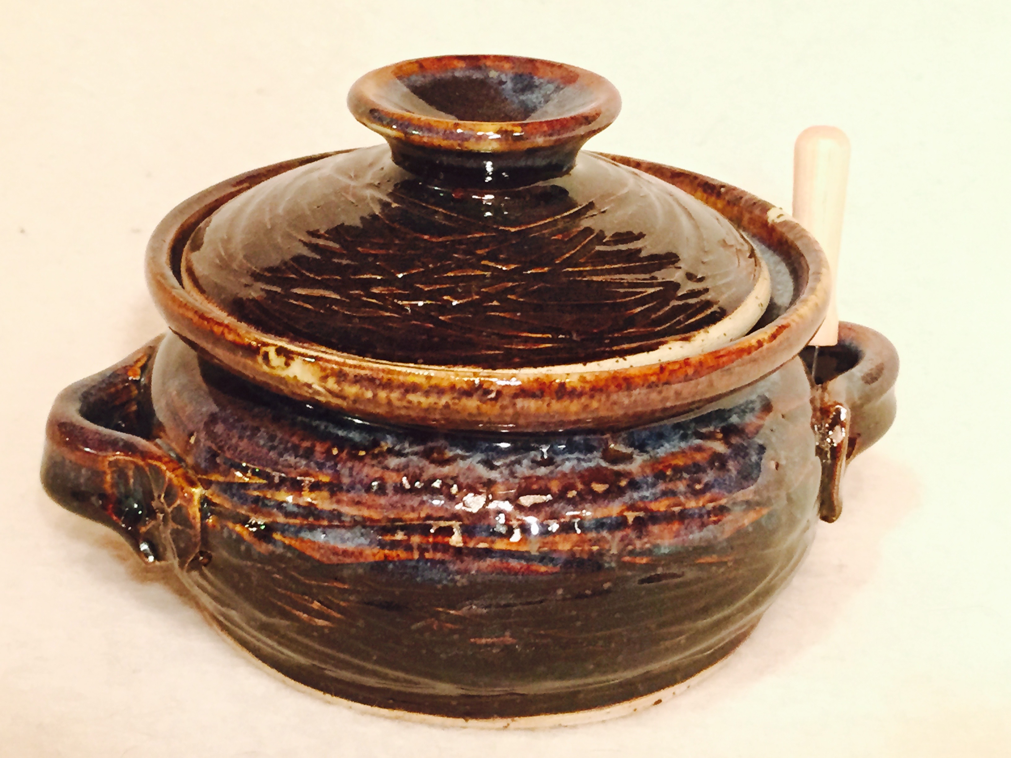 Casserole, Brie, Black with White Drip