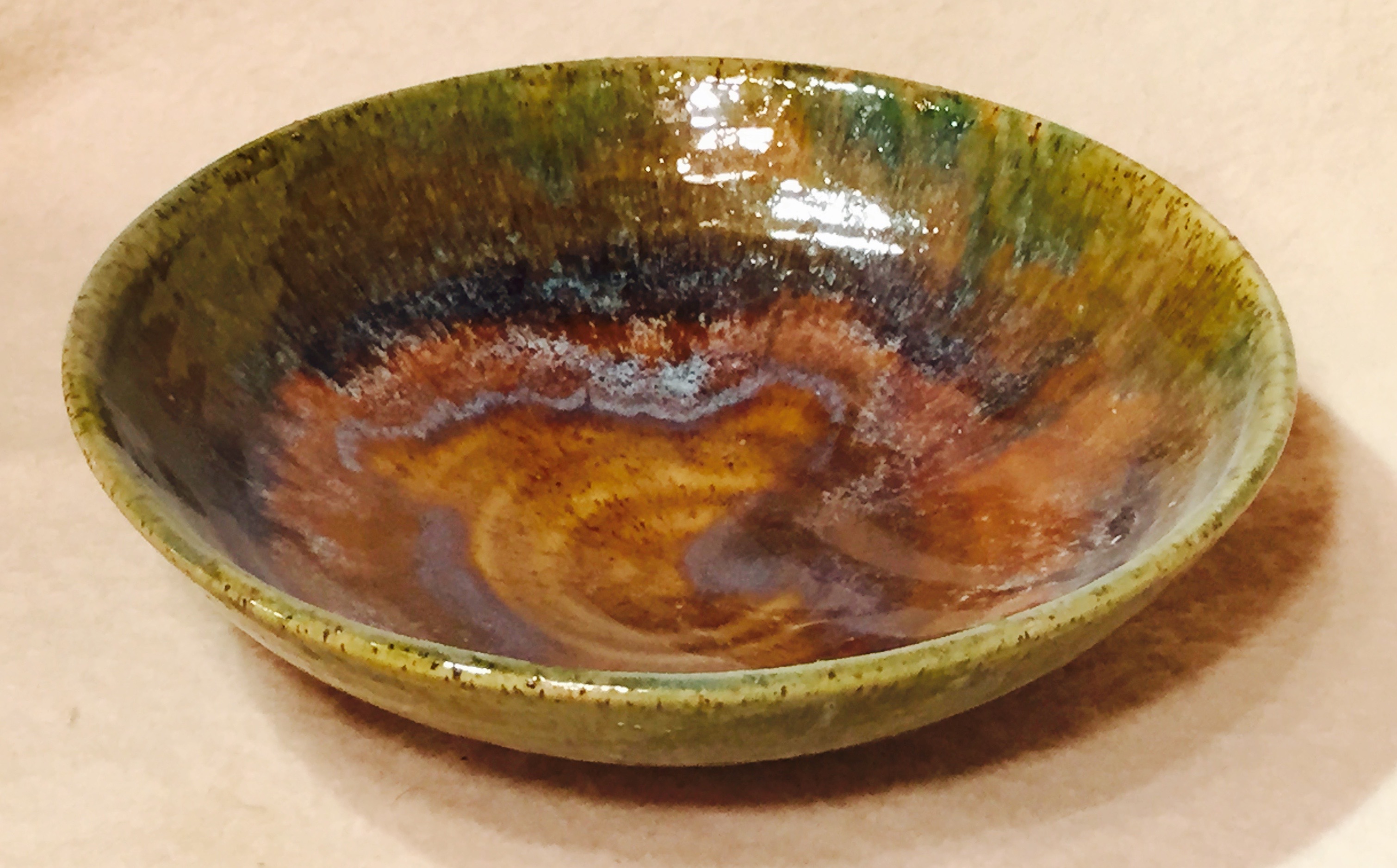 Bowl, Serving, Large, Brown with Green Drip.jpg