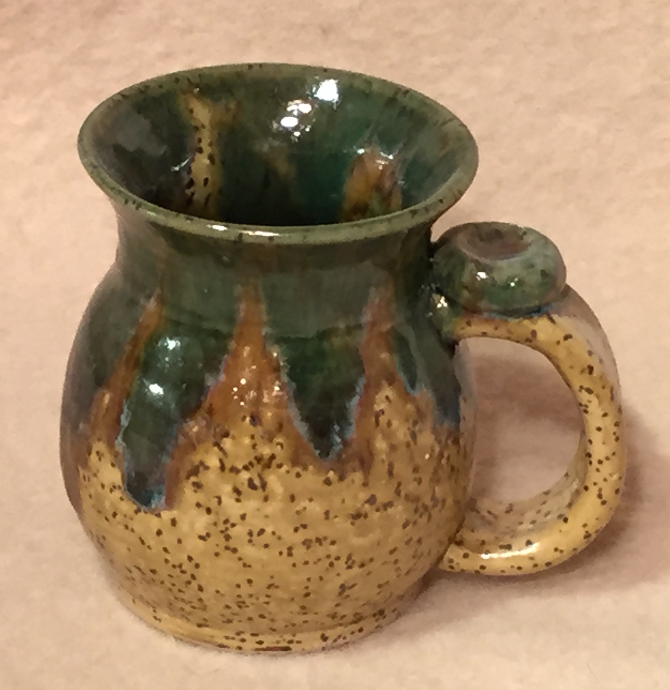 Mug, Belly Brown & Green Drip