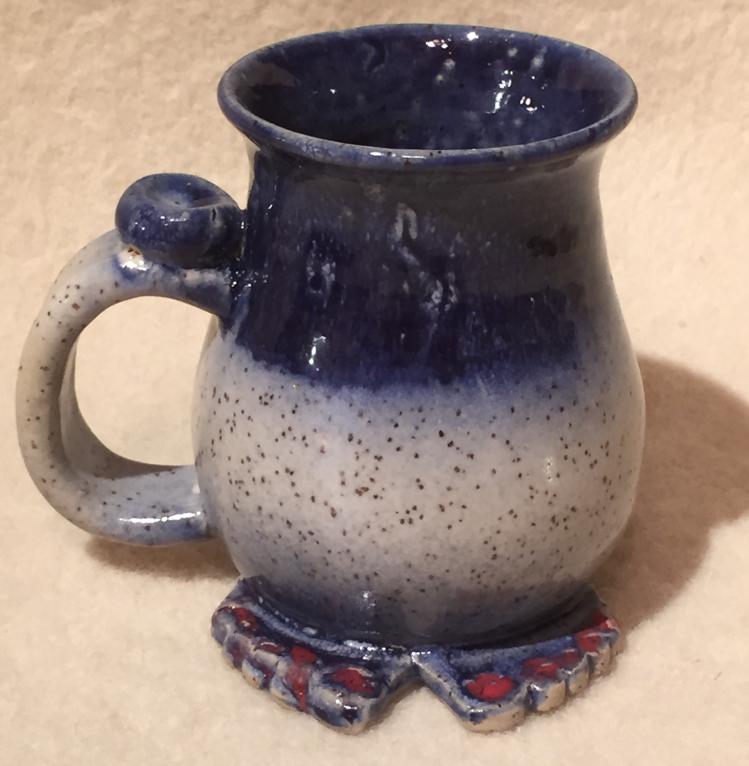 Mug, Bumfoot, Blue & White, Front