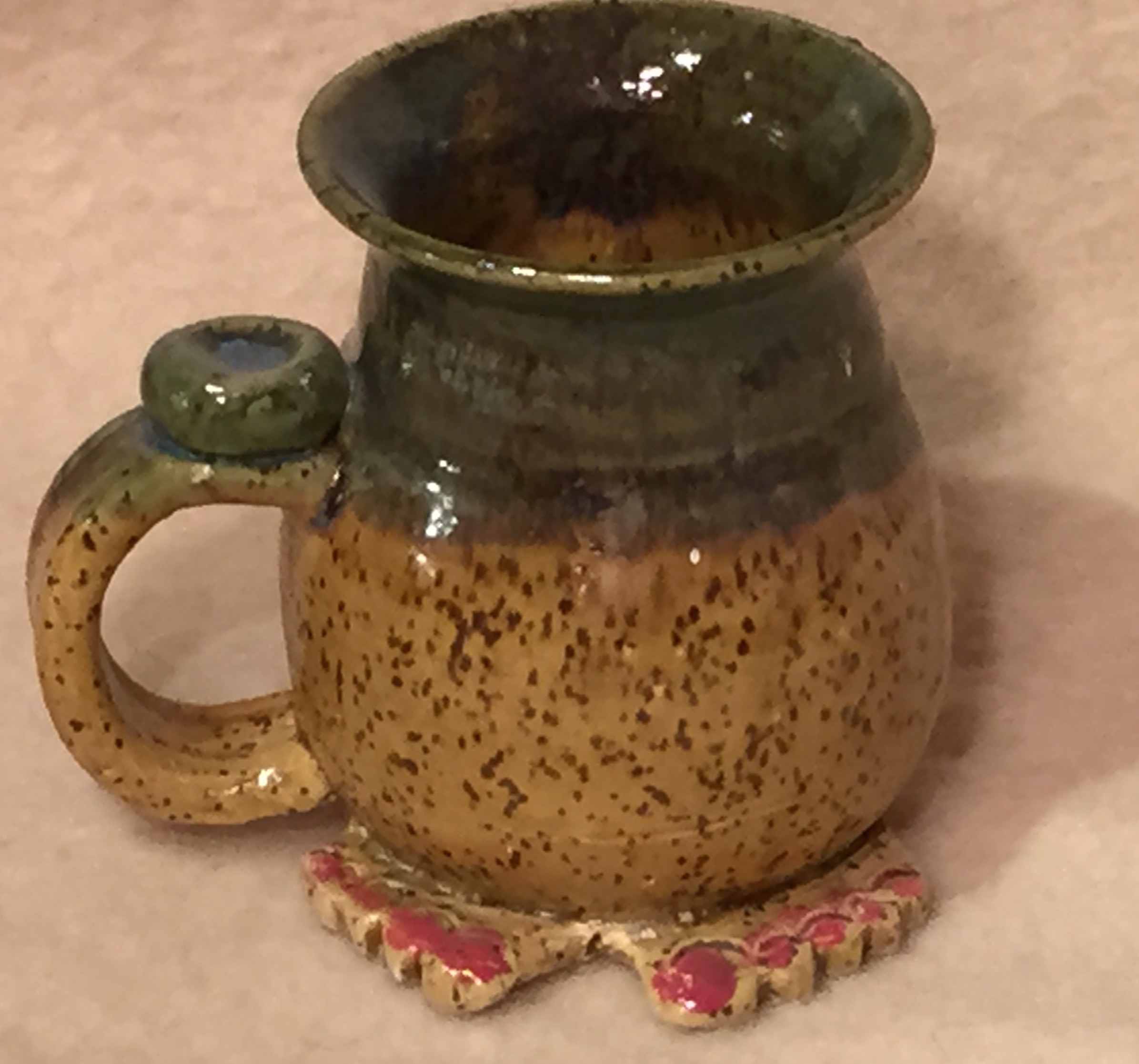 Mug, Bumfoot, Brown with Green Drip, Front