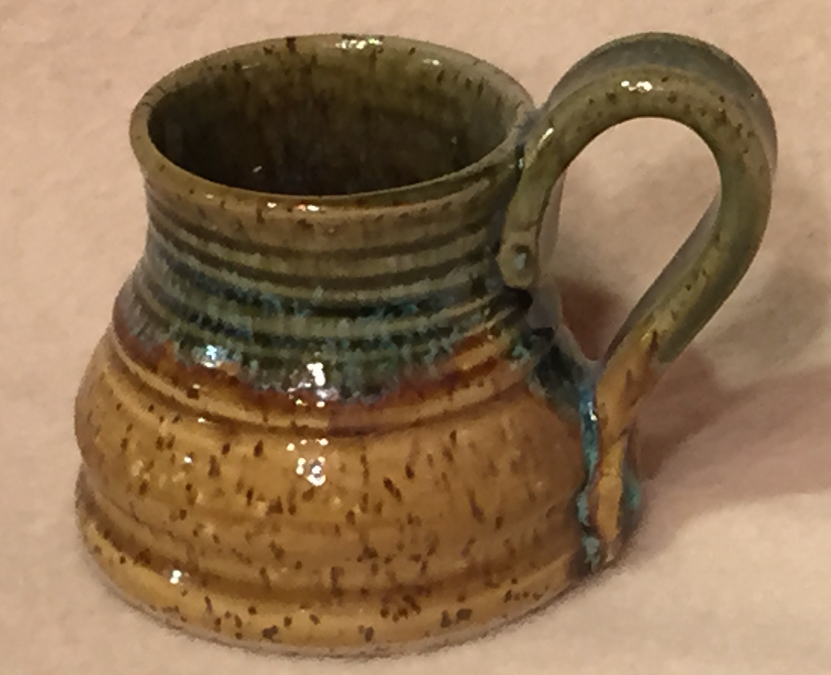 Mug, Fat Bottom, Brown with Green Drip