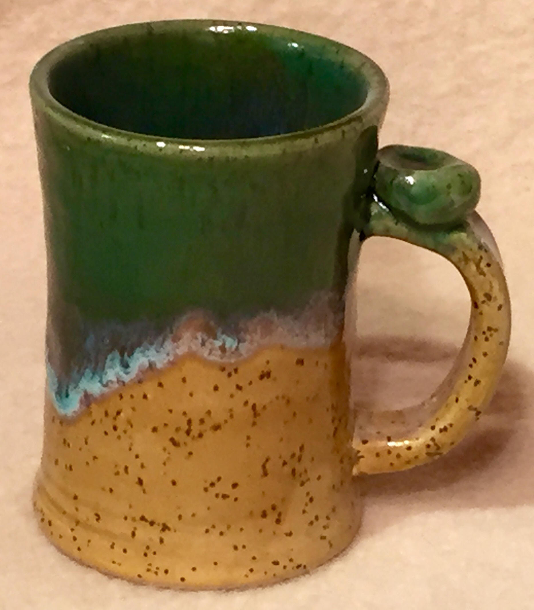 Mug, Tall, Brown & Green, Drip