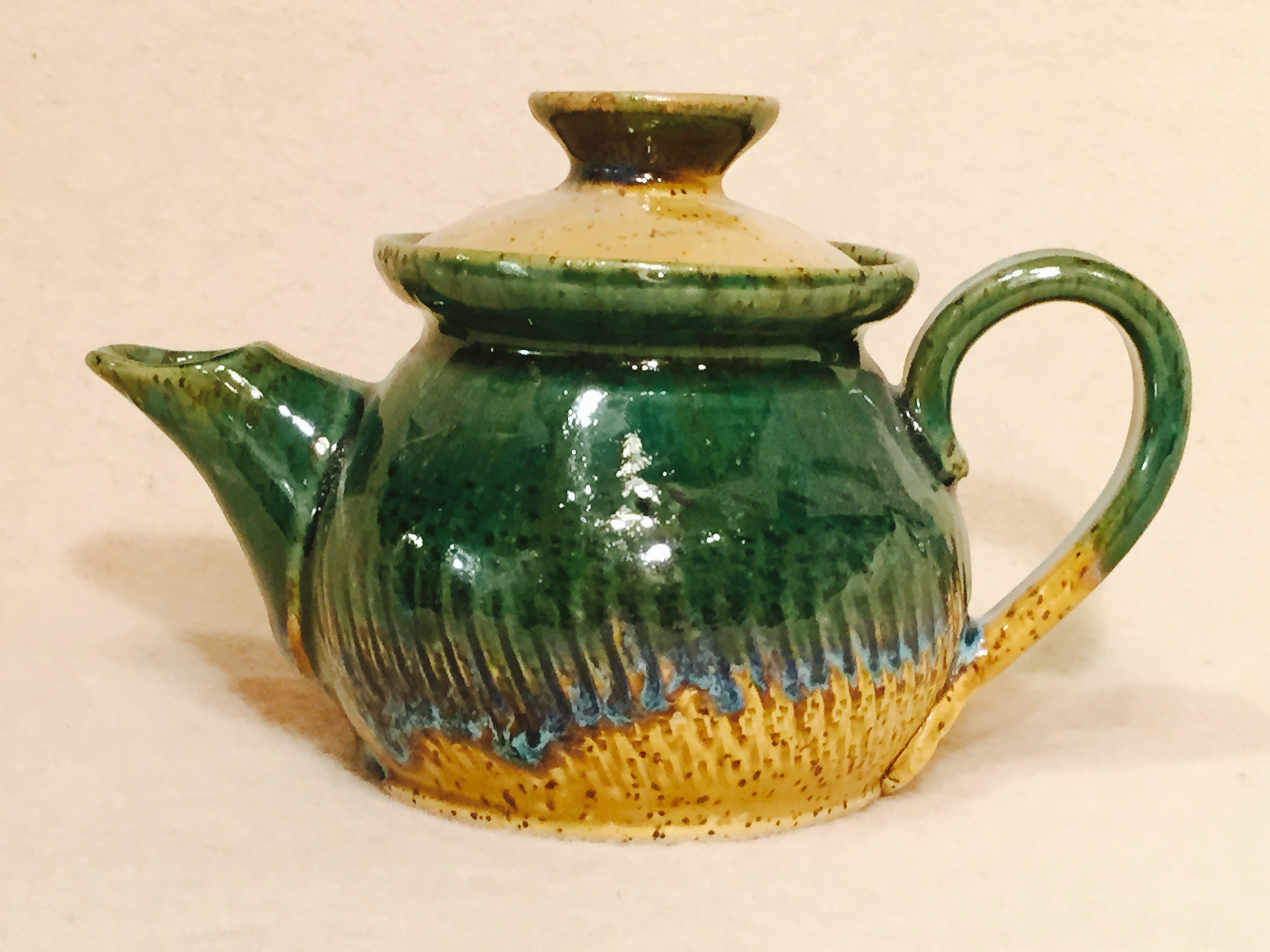 Teapot, Green & Brown