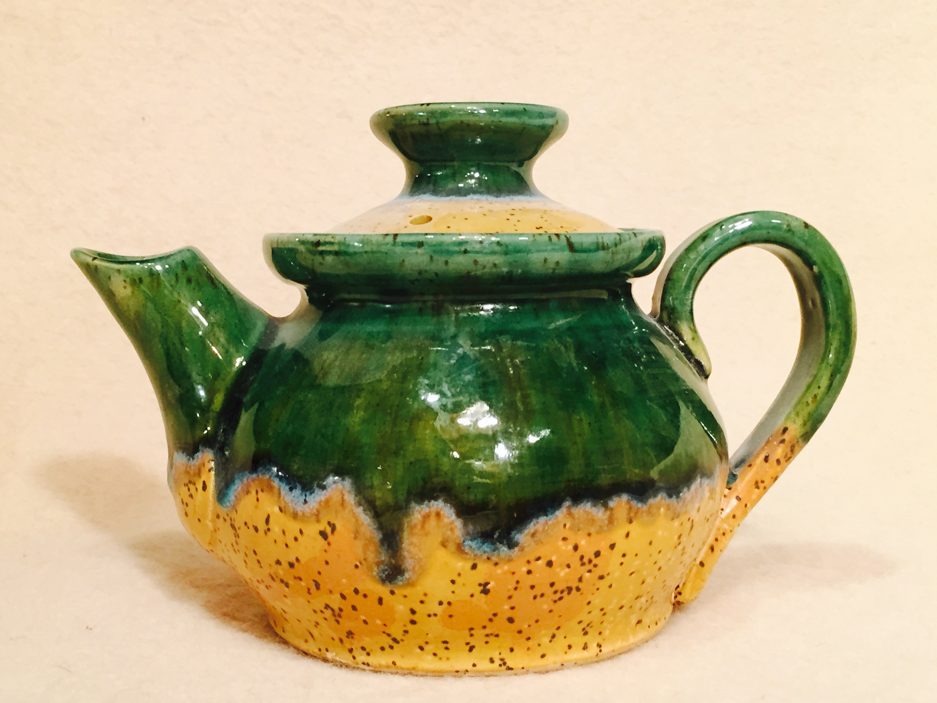 Teapot, Green & Brown