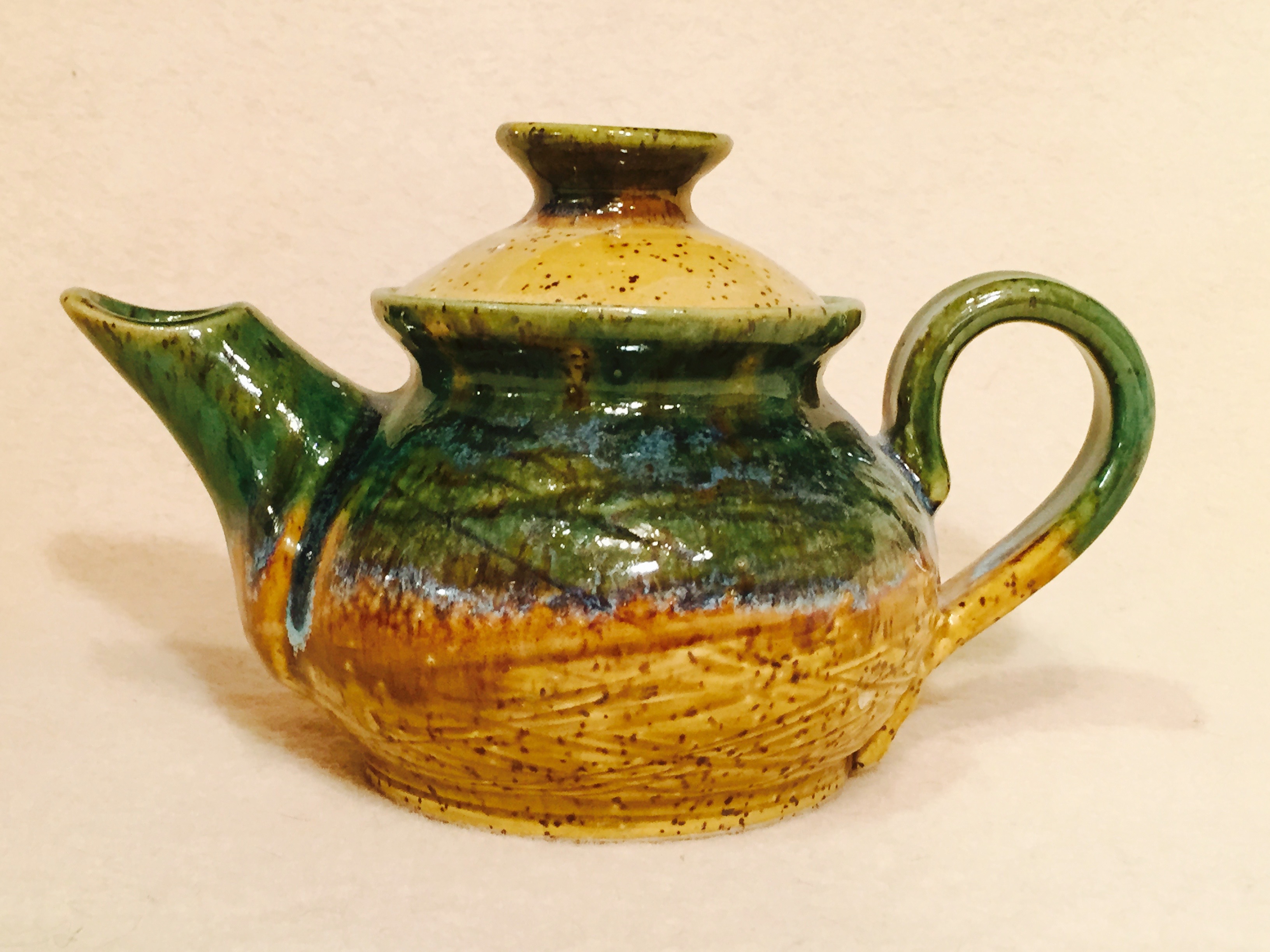 Teapot, Green & Brown
